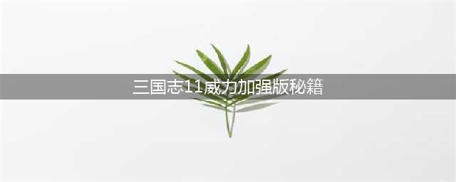 三国志11威力加强版秘籍 火攻技巧(三国志11威力加强版秘籍)