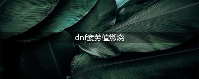 dnf疲劳值燃烧是什么意思(dnf疲劳值燃烧)