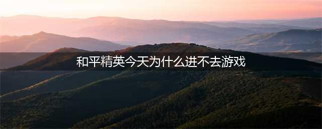 《和平精英》进不去游戏怎么办 进不去游戏解决方法介绍(和平精英今天为什么进不去游戏)