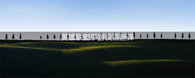 《lol手游》中文翻译 设置界面中文对照翻译图一览(英雄联盟手游设置翻译)